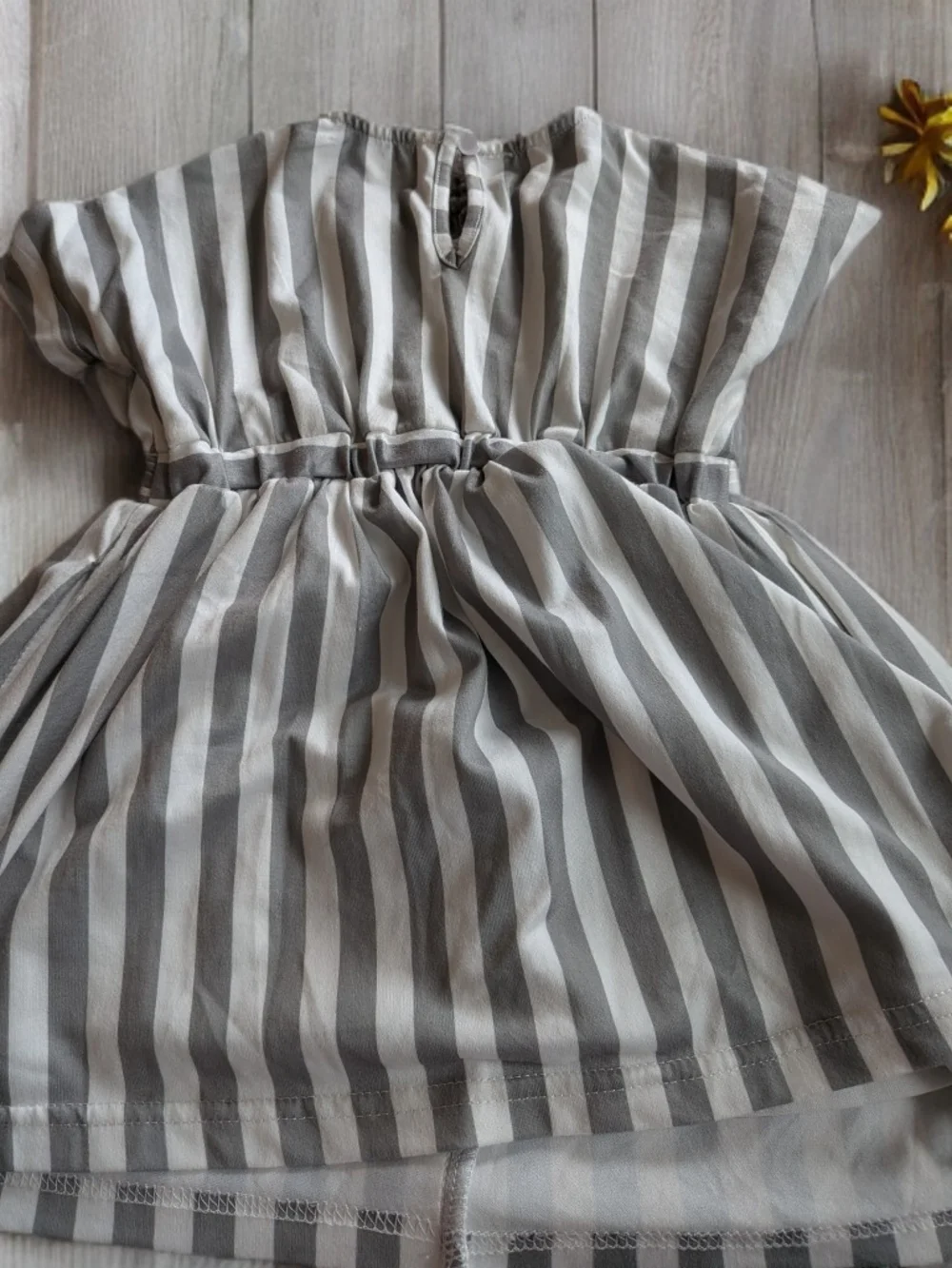 Baileys Blossom Gray and White Striped Button-Up Casual Dress